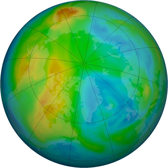 Arctic ozone map for 23 November 1989